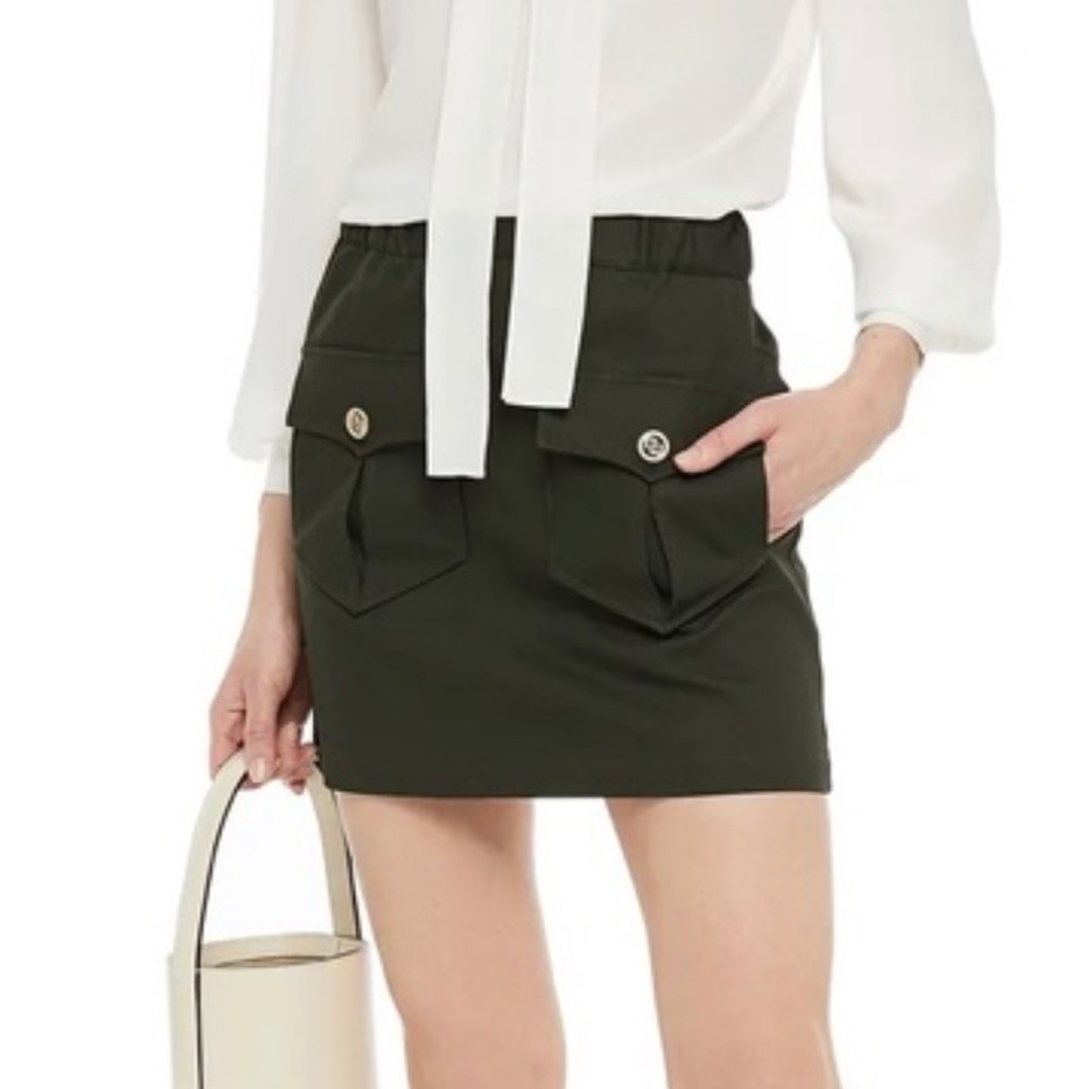 Maje Dark Green Mini Skirt with Pocket Details